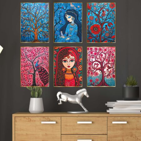 Set of Six Wall Paintings for Wall Dacoration Golden Framed Wall Paintings for Living Room & Bedroom Wall Art for Home Decoration & Office Wall Décor (17x13 inch CH-GD6-1)